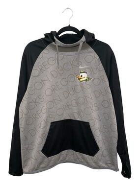 Oregon Ducks Nike Therma-Fit Hoodie Sweatshirt Puddles Youth Black and Grey L